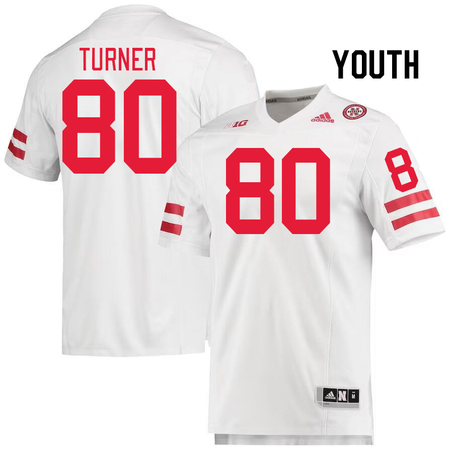 Youth #80 Brice Turner Nebraska Cornhuskers College Football Jerseys Stitched Sale-White - Click Image to Close